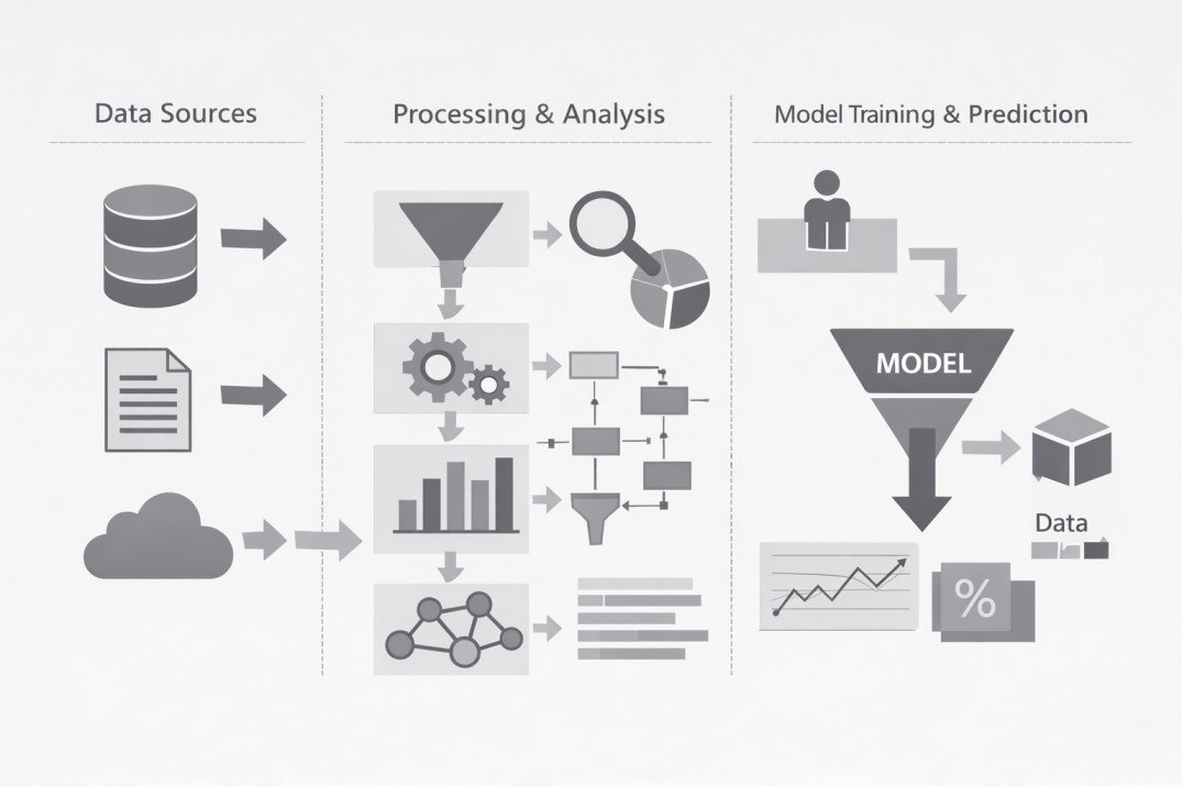 Conceptual diagram illustrating the structural flow of an AI workflow