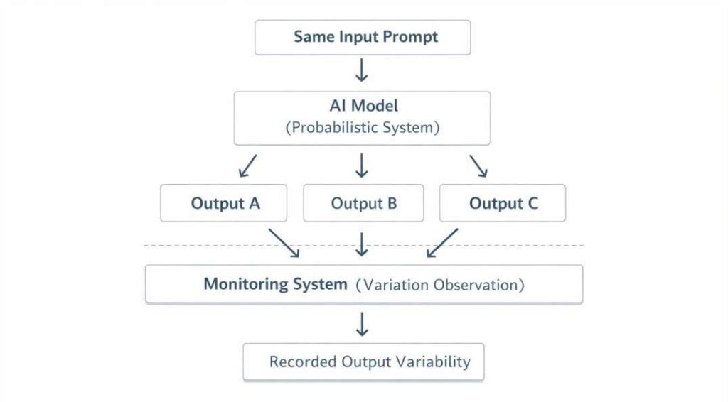 why AI tools fail due to probabilistic outputs and monitoring system tracking output variation