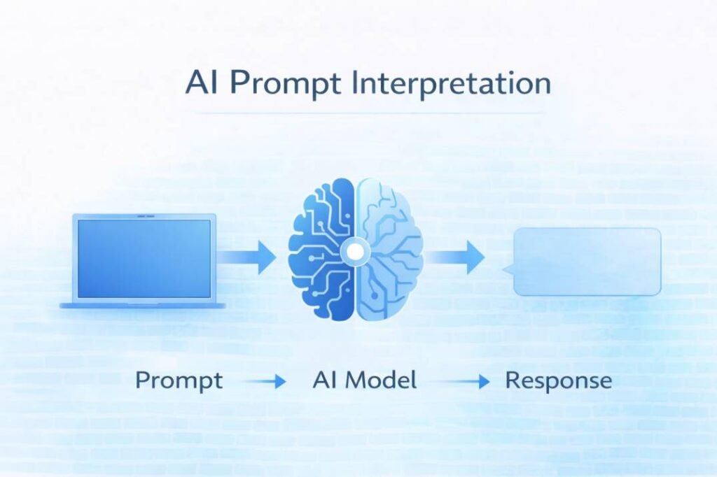 Illustration showing how an AI model interprets prompts and generates responses.