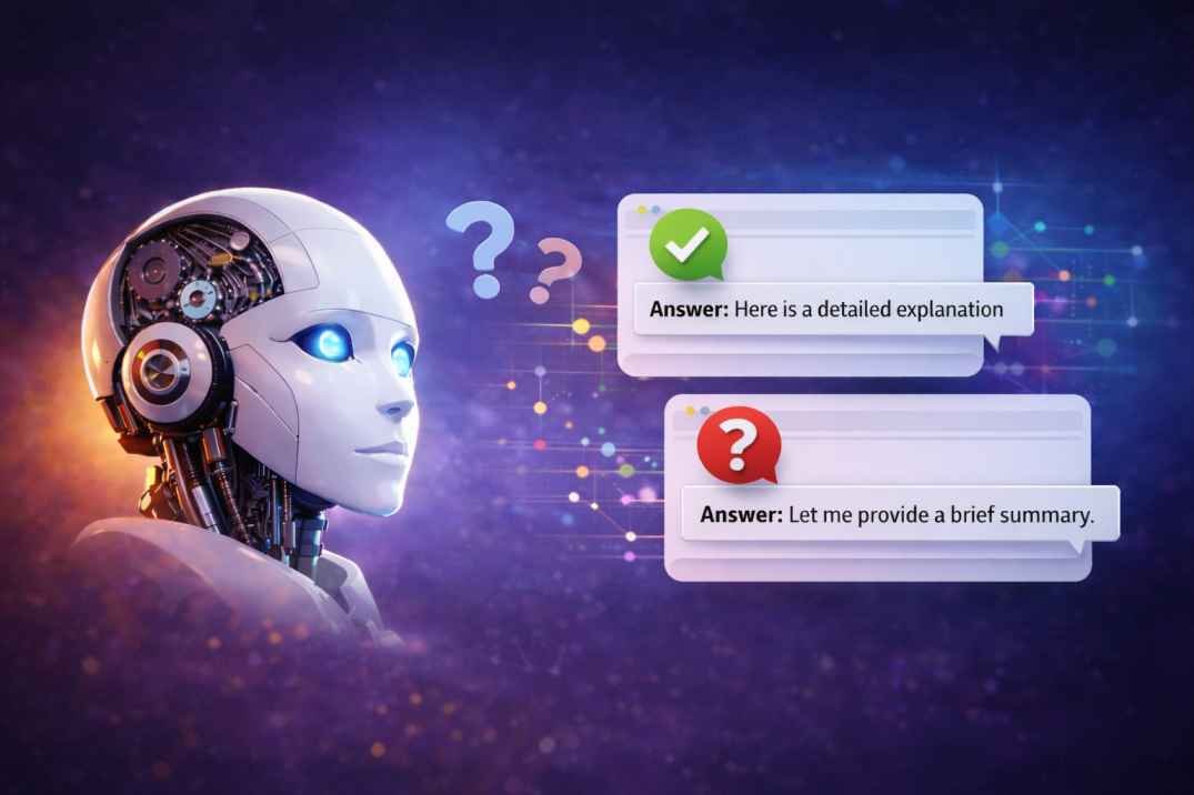 AI system generating different answers to the same question illustrating probabilistic AI output