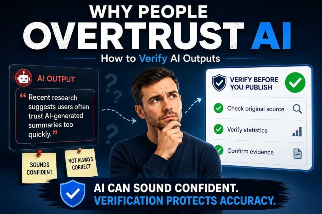 Image showing why people overtrust AI-generated answers and the importance of verifying AI outputs